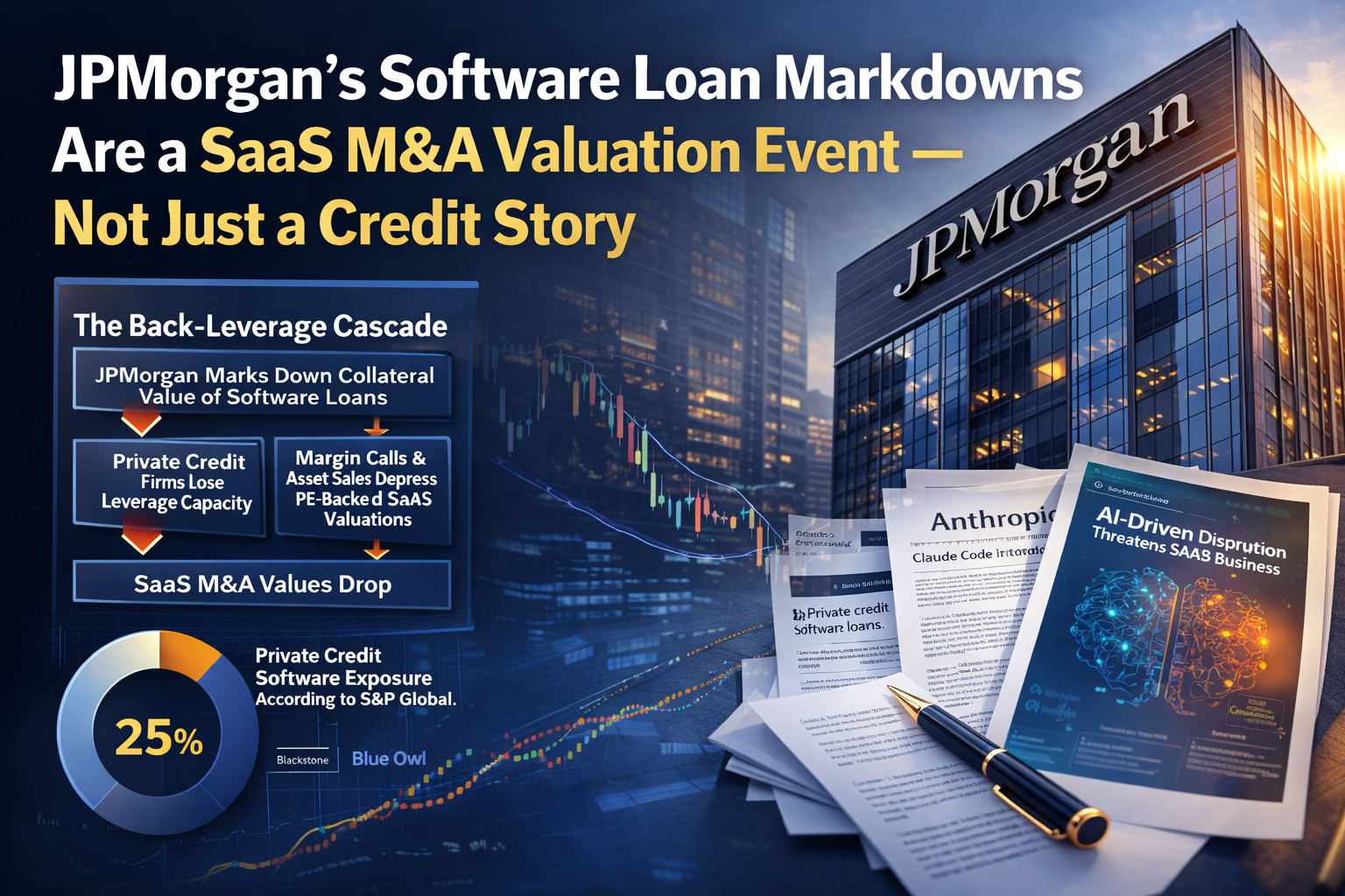 JPMorgan software loan markdowns triggering SaaS M&A valuation changes in private credit markets Caption
