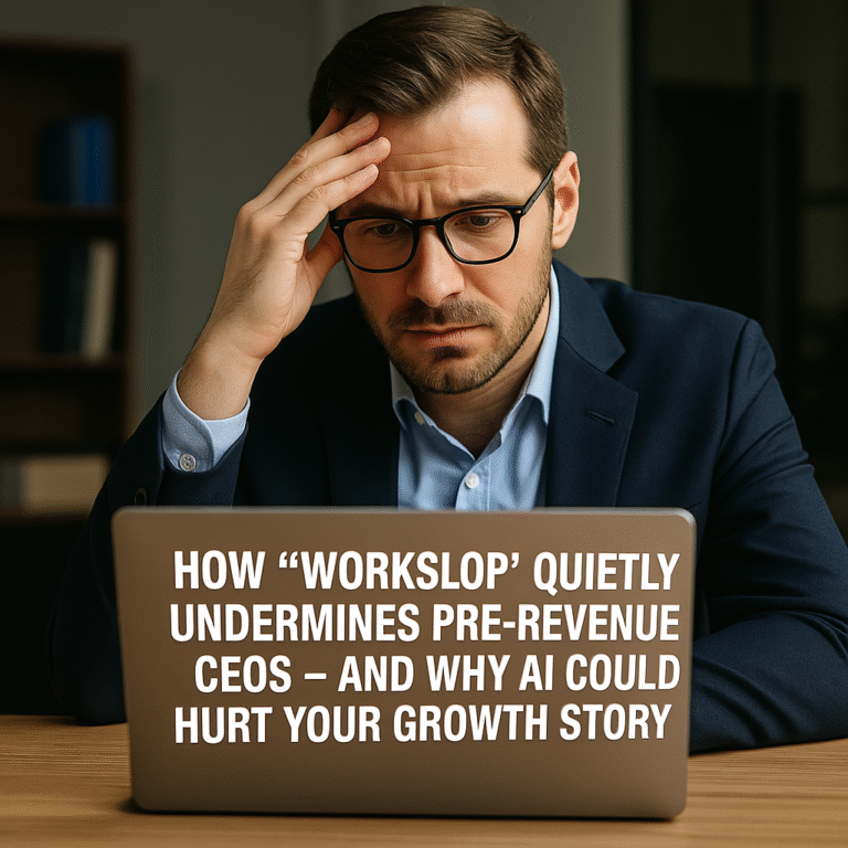 How “Workslop” Quietly Undermines Pre-Revenue CEOs — And Why AI Could Hurt Your Growth Story