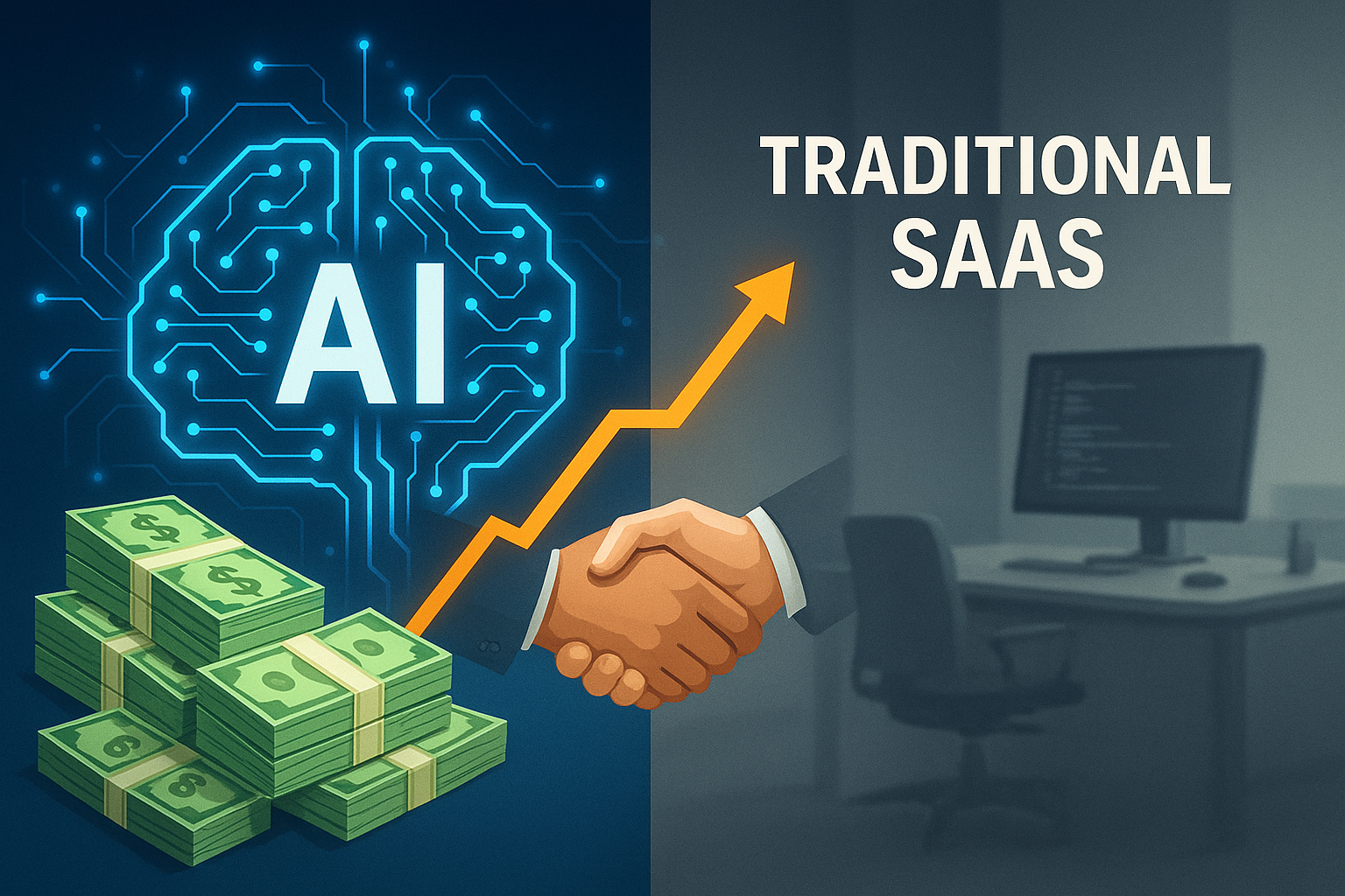 AI startups dominating venture capital while traditional SaaS companies struggle in 2025