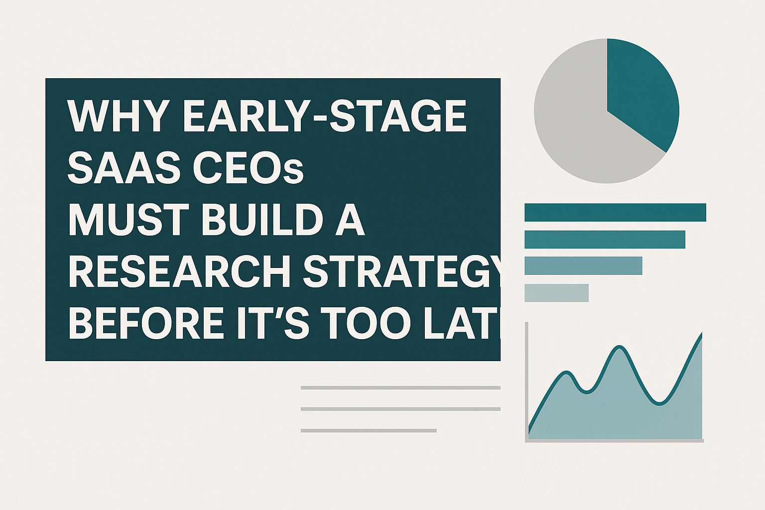 Dashboard-style illustration showing SaaS analytics charts and research data visuals, representing a research strategy for early-stage SaaS CEOs in 2025
