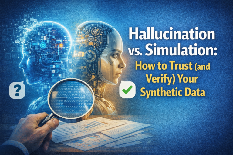 Illustration comparing AI hallucination and realistic simulation when validating synthetic user research data