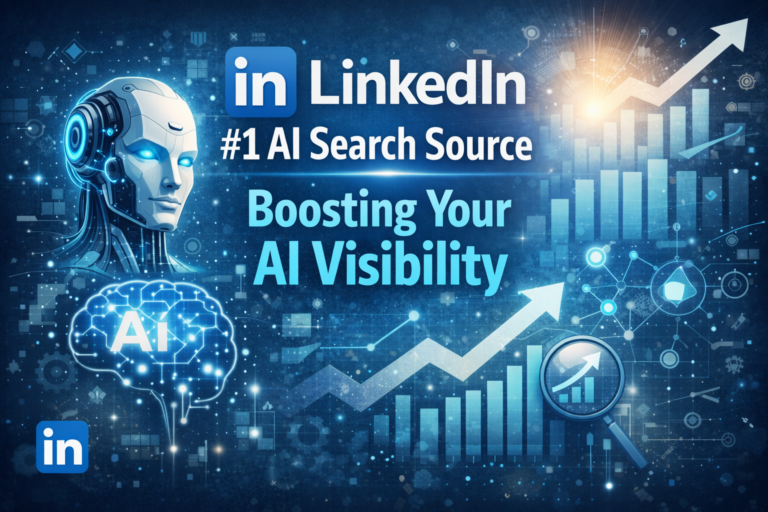 LinkedIn AI search visibility chart showing LinkedIn as the #1 citation source for professional AI queries in ChatGPT and other AI systems.
